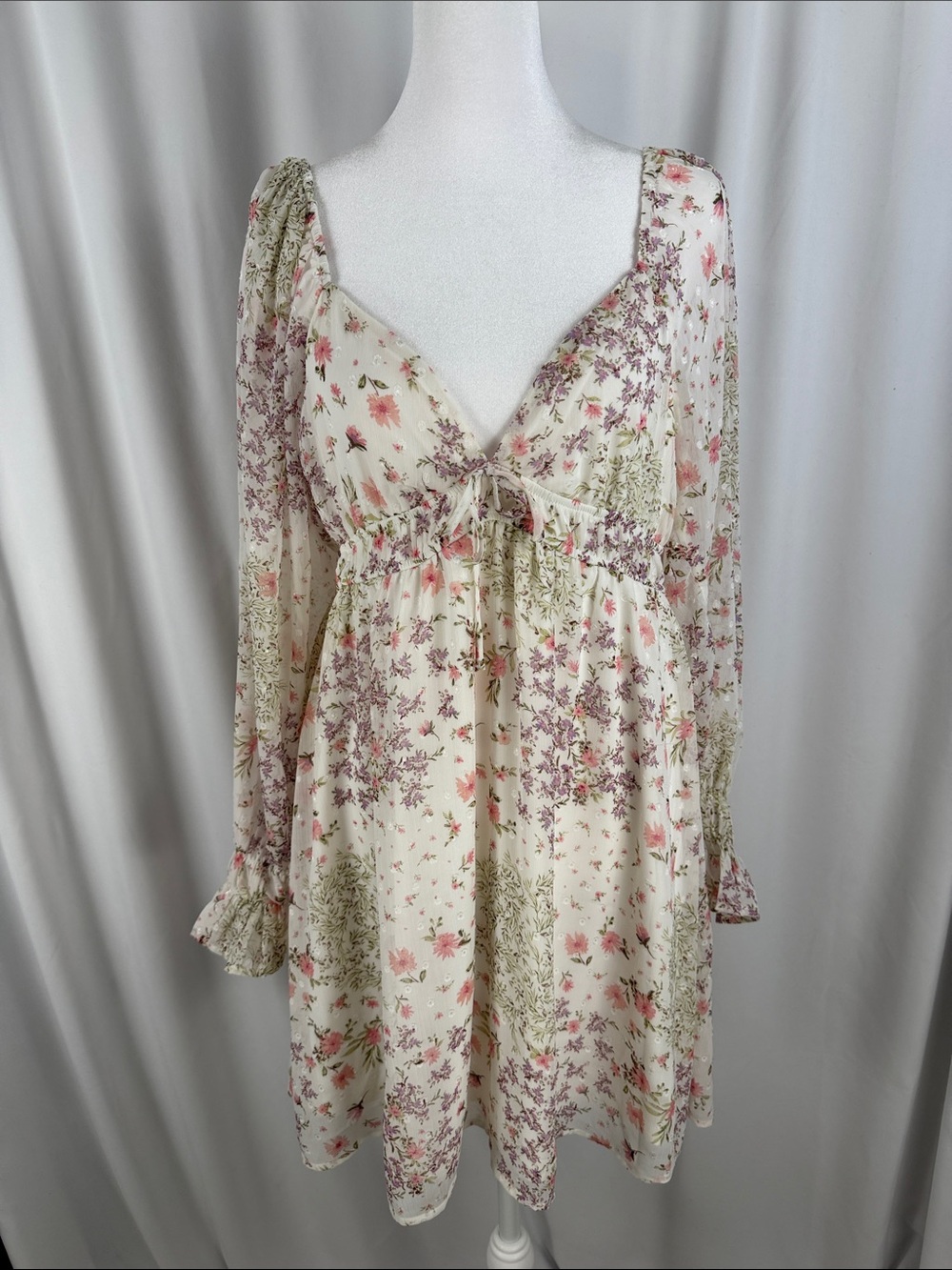 NWT Francesca’s Mi Ami Floral Long Sleeve Mini Dress Size M